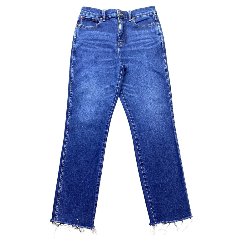 J.Crew Classic Vintage Straight Leg Jeans Blue Raw Hem CB359 Size 28 Womens